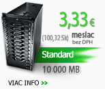 Vyberte si webhostingový program STANDARD s optimálnou veľkostou diskového priestoru len za 3,33 € [100,32 Sk] a zbavte sa limitov.